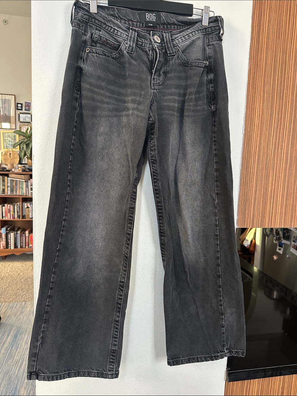 BDG Black Low Rise Wide-Leg Fade Jeans